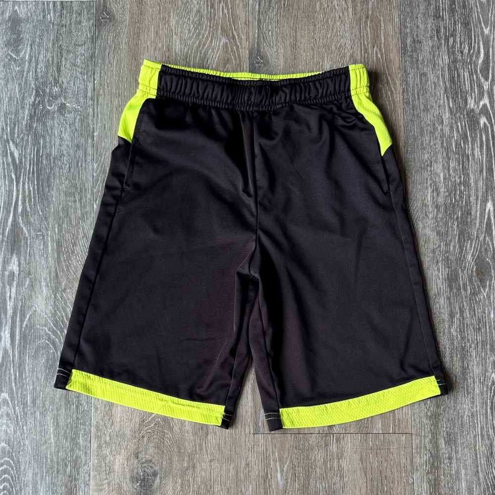 Black & Neon Yellow Boy’s Athletic Shorts